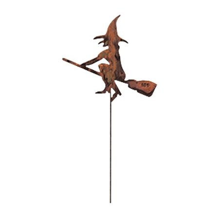 VILLAGE WROUGHT IRON Witch-Broom Rusted Stake RGS-26